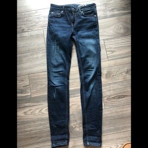 Zara Dark Rinse Distressed Stretch Denim
